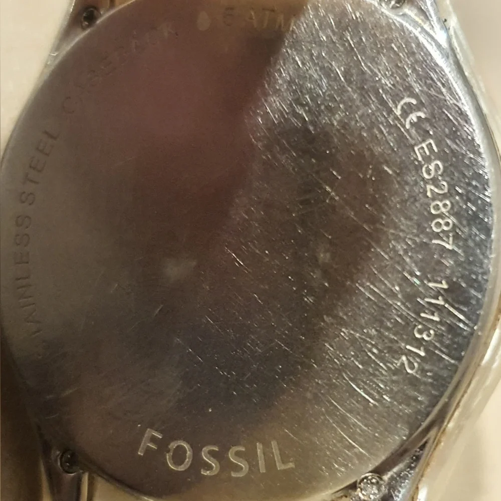 Fossil Stella Rose Gold/White Polycarbonate Rhinestone Women's Watch